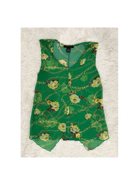 Adele & May Green & Yellow Floral Chain Blouse size L (EUC)